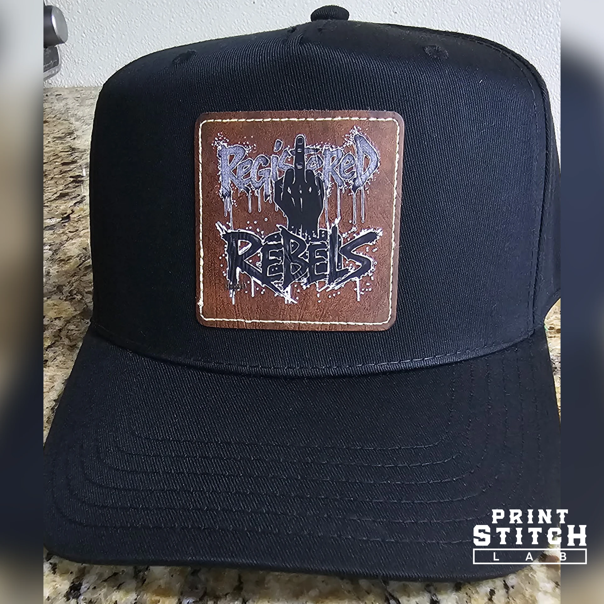 Leather patch cap